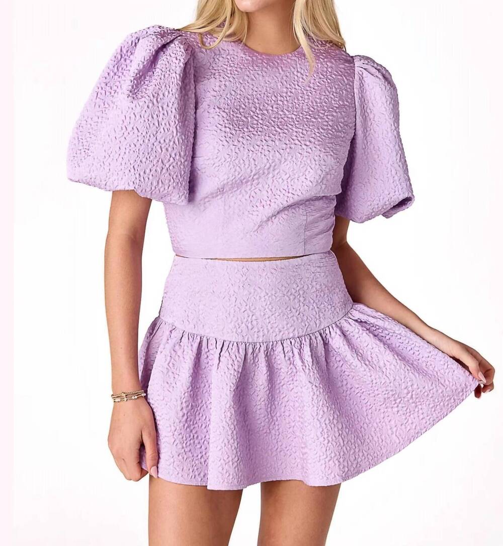 NEW CAKE FOR DINNER callie puff sleeve top in lavender